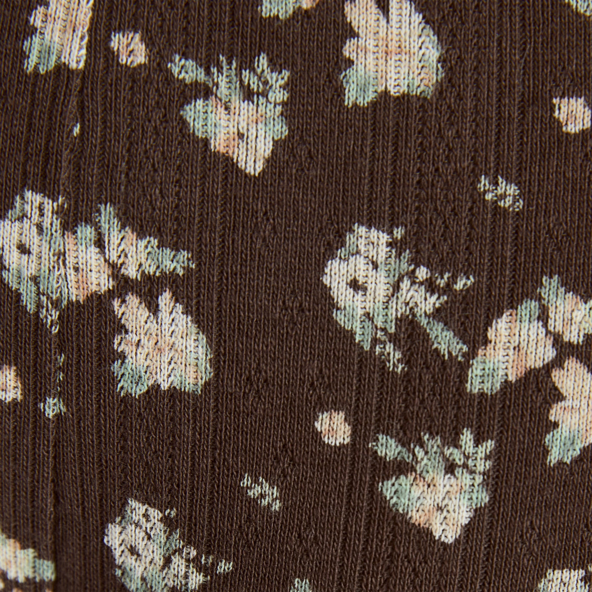 Culotte Triangle Brésilienne en Pointelle - Marron Floral Auralise