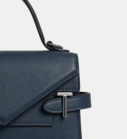 Le Tanneur Petit sac à main double rabat Emilie en cuir grainé Auralise