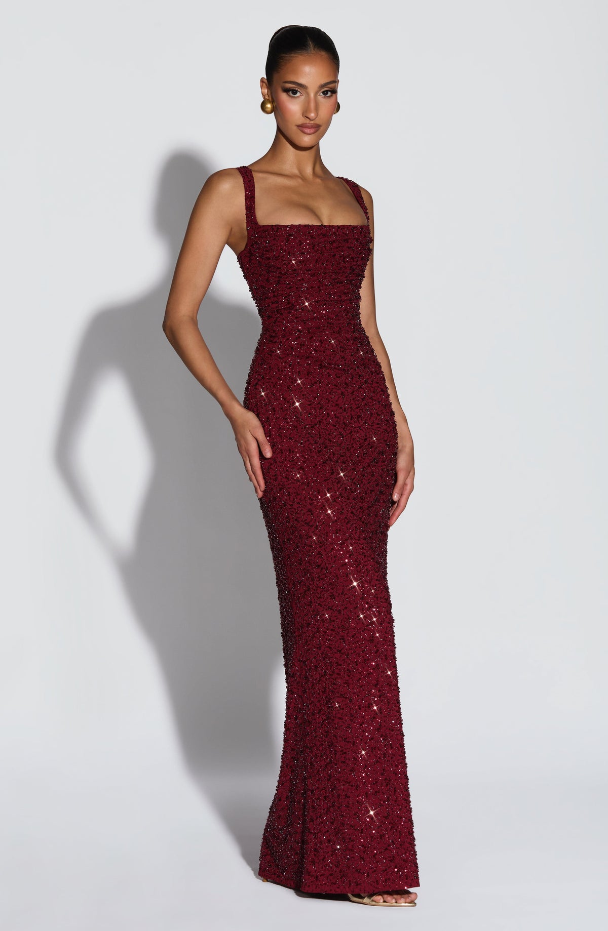 Calanthe Maxi Dress - Burgundy Sparkle Auralise