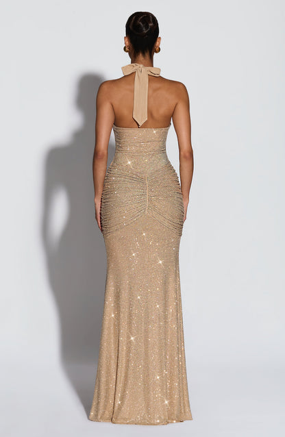 Rosetta Maxi Dress - Gold Sparkle Auralise